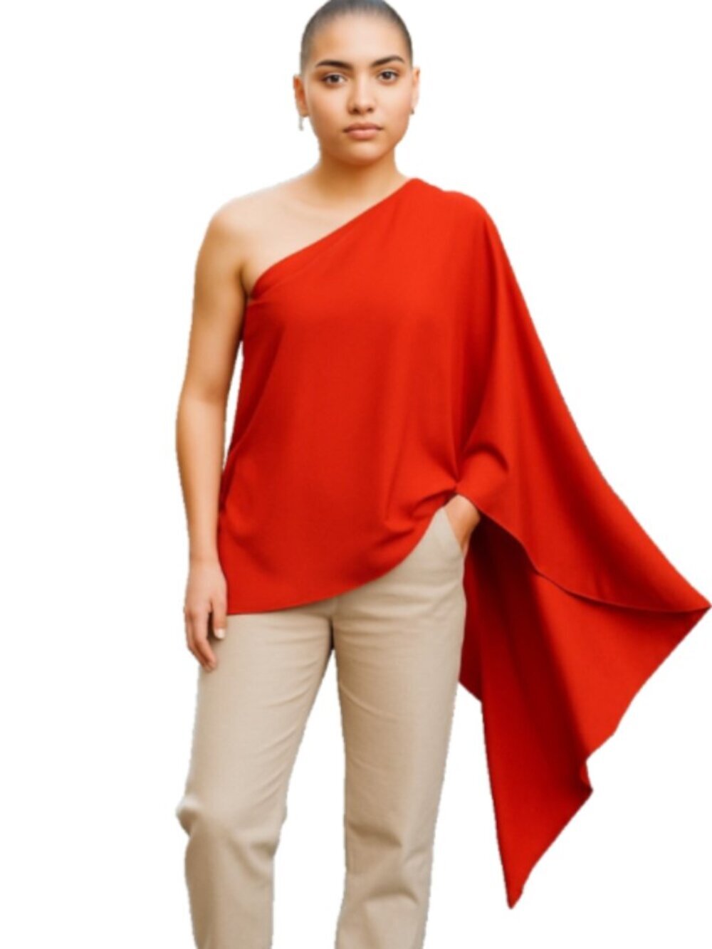 NEW Jay Godfrey Size 0 All Silk Red Blouse One Shoulder Side Zip Vintage Style